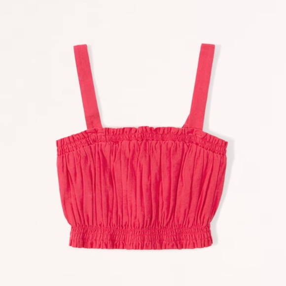 Abercrombie & Fitch Tops - Abercrombie and Fitch pink linen blended crop top